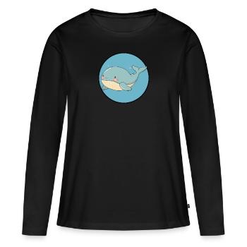 Meeresleben Wale Meerestier - Frauen Premium Bio Langarmshirt - Schwarz - Vorne - Julia (174cm)