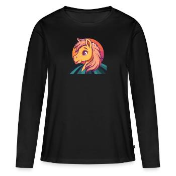 Horse Ross - Women's Premium Organic Long Sleeve Shirt - black - Front - Julia (174cm)