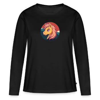 Horse Hoofs Pony Farm - Women's Premium Organic Long Sleeve Shirt - black - Front - Julia (174cm)