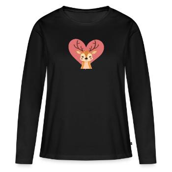 Cerf Cerf Bois Chevreuil Chevreuil - T-shirt manches longues Premium bio Femme - noir - Devant - Julia (174cm)
