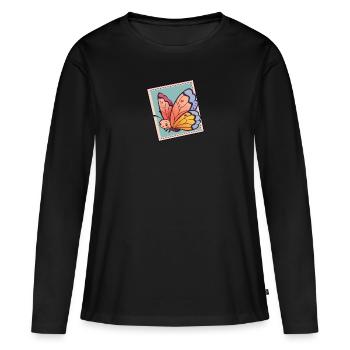 Papillons papillons - T-shirt manches longues Premium bio Femme - noir - Devant - Julia (174cm)