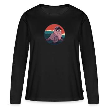 Morse Lion de mer Animal marin - T-shirt manches longues Premium bio Femme - noir - Devant - Julia (174cm)