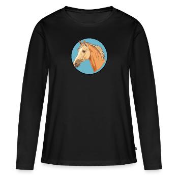 Chevaux Fumier de cheval Ferme de poneys - T-shirt manches longues Premium bio Femme - noir - Devant - Julia (174cm)