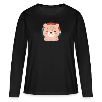 Baer Teddybär Eisbär - Frauen Premium Bio Langarmshirt - Schwarz - Vorne - Julia (174cm)