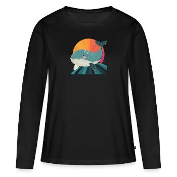 Nageoire de la vie marine - T-shirt manches longues Premium bio Femme - noir - Devant - Julia (174cm)