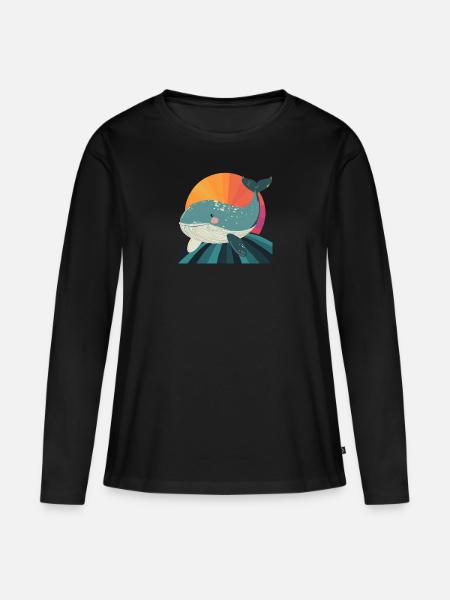 Meeresleben Flosse - Frauen Premium Bio Langarmshirt - Schwarz