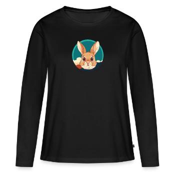 Dent de lapin Hoppel Bunny Bunny - T-shirt manches longues Premium bio Femme - noir - Devant - Julia (174cm)