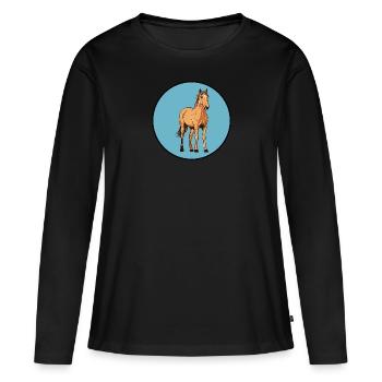 Chevaux Cavalier de fumier de cheval - T-shirt manches longues Premium bio Femme - noir - Devant - Julia (174cm)