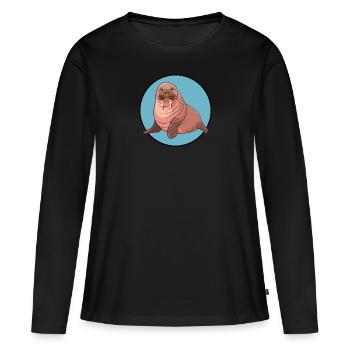 Morse, Lion de mer, Animaux marins - T-shirt manches longues Premium bio Femme - noir - Devant - Julia (174cm)