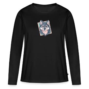 Wolf Pack Wisdom - Women's Premium Organic Long Sleeve Shirt - black - Front - Julia (174cm)