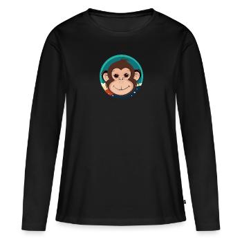 Singe Visage de Singe - T-shirt manches longues Premium bio Femme - noir - Devant - Julia (174cm)