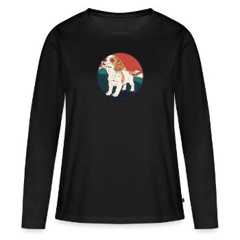 Chien Chiens Amoureux des chiens - T-shirt manches longues Premium bio Femme - noir - Devant - Julia (174cm)