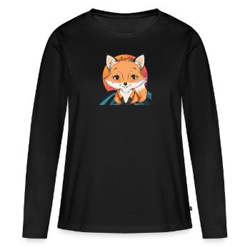 Renard Habitant de la Forêt - T-shirt manches longues Premium bio Femme - noir - Devant - Julia (174cm)