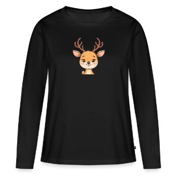 Cerf Fauve Orignal - T-shirt manches longues Premium bio Femme - noir - Devant - Julia (174cm)