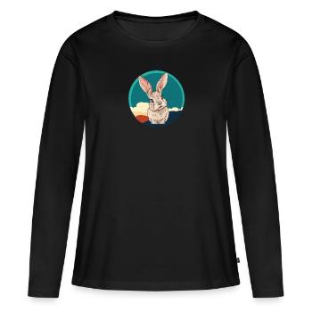 Lapin de Pâques Lapin Lapin Dent de Lapin - T-shirt manches longues Premium bio Femme - noir - Devant - Julia (174cm)