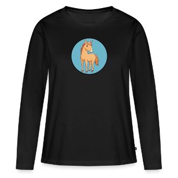 Horse Rider Ross - Women's Premium Organic Long Sleeve Shirt - black - Front - Julia (174cm)