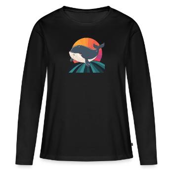 Wal Meeresleben Meerestiere - Frauen Premium Bio Langarmshirt - Schwarz - Vorne - Julia (174cm)