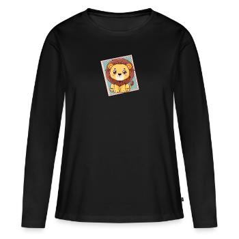 Loewe Lion Leo - Women's Premium Organic Long Sleeve Shirt - black - Front - Julia (174cm)