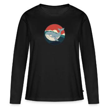 Meeresleben Meerestiere Wal - Frauen Premium Bio Langarmshirt - Schwarz - Vorne - Julia (174cm)