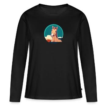 Horse Ross Hooves - Women's Premium Organic Long Sleeve Shirt - black - Front - Julia (174cm)