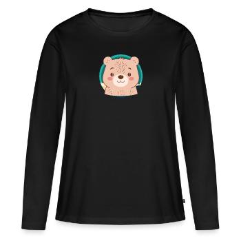 Baer Waldtier Waldbewohner - Frauen Premium Bio Langarmshirt - Schwarz - Vorne - Julia (174cm)