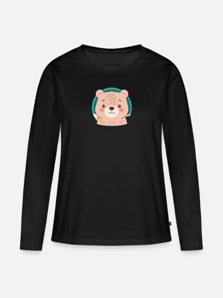 Baer Waldtier Waldbewohner - Frauen Premium Bio Langarmshirt - Schwarz