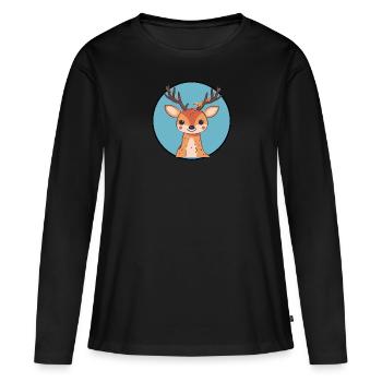 Cerf Habitants de la forêt Orignal - T-shirt manches longues Premium bio Femme - noir - Devant - Julia (174cm)