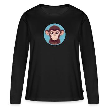 Singe Singe Visage Singe - T-shirt manches longues Premium bio Femme - noir - Devant - Julia (174cm)