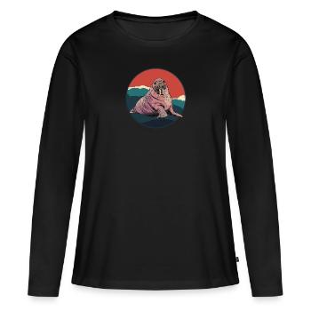 Walrus Animals Manatee - Women's Premium Organic Long Sleeve Shirt - black - Front - Julia (174cm)