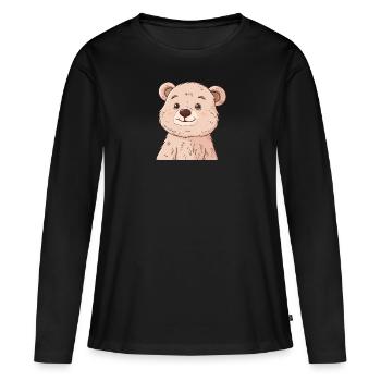 Baer Waldtier - Frauen Premium Bio Langarmshirt - Schwarz - Vorne - Julia (174cm)