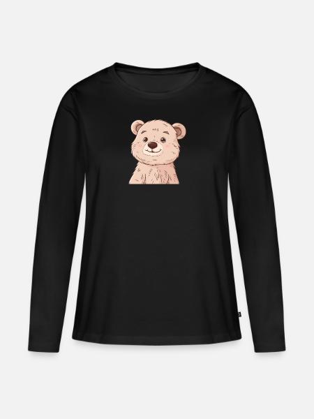 Baer Waldtier - Frauen Premium Bio Langarmshirt - Schwarz