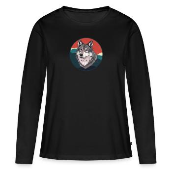 Wolf Full Moon Wolves - Women's Premium Organic Long Sleeve Shirt - black - Front - Julia (174cm)
