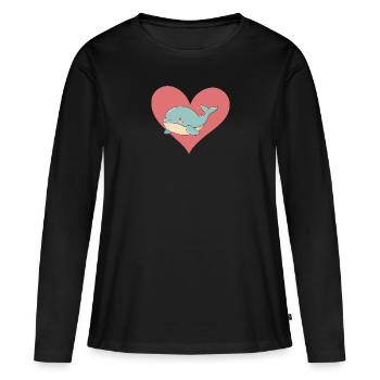 Meeresleben Meerestiere Wale - Frauen Premium Bio Langarmshirt - Schwarz - Vorne - Julia (174cm)