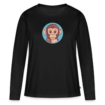 Affe Affengesicht Wildnis - Frauen Premium Bio Langarmshirt - Schwarz - Vorne - Julia (174cm)