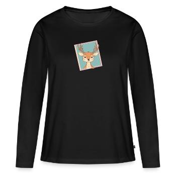 Deer Moose Deer Antlers - Women's Premium Organic Long Sleeve Shirt - black - Front - Julia (174cm)