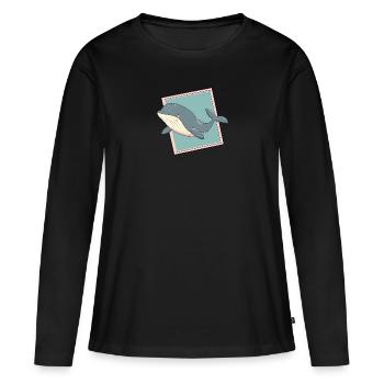 Meeresleben Meerestier Flosse - Frauen Premium Bio Langarmshirt - Schwarz - Vorne - Julia (174cm)