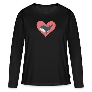 Wal Meerestier Meeresleben - Frauen Premium Bio Langarmshirt - Schwarz - Vorne - Julia (174cm)