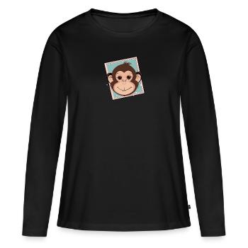 Affe Affengesicht Zootier - Frauen Premium Bio Langarmshirt - Schwarz - Vorne - Julia (174cm)