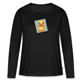 Quak Ente Entchen - Frauen Premium Bio Langarmshirt - Schwarz - Vorne - Julia (174cm)