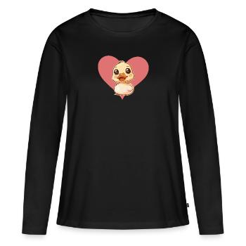 Bec Canard Oiseau - T-shirt manches longues Premium bio Femme - noir - Devant - Julia (174cm)