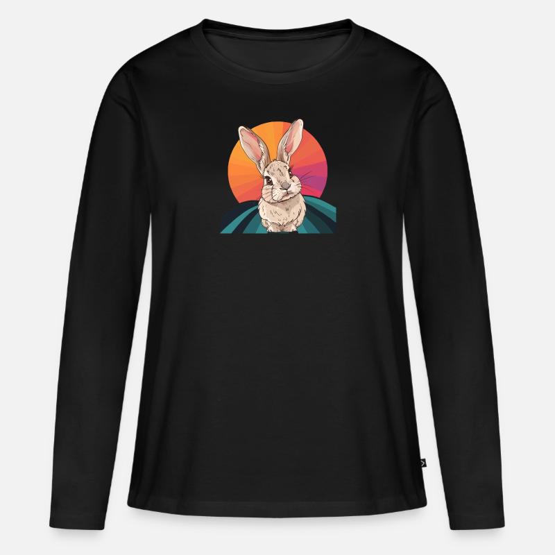Hase Häschen Ostern - Frauen Premium Bio Langarmshirt - Schwarz