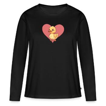 Ente Quak - Frauen Premium Bio Langarmshirt - Schwarz - Vorne - Julia (174cm)
