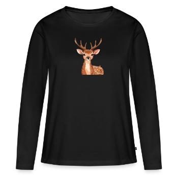 Deer Antlers Deer Moose - Women's Premium Organic Long Sleeve Shirt - black - Front - Julia (174cm)