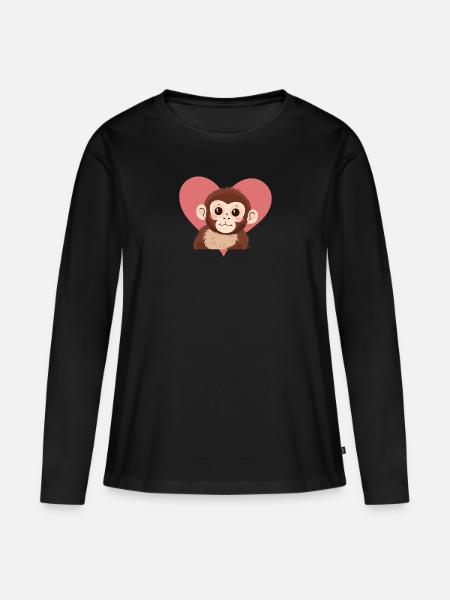 Affe Zootier - Frauen Premium Bio Langarmshirt - Schwarz
