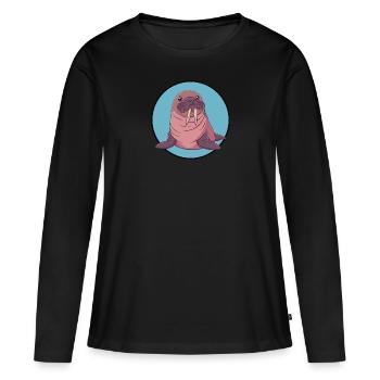 Morse Créatures marines Alaska - T-shirt manches longues Premium bio Femme - noir - Devant - Julia (174cm)