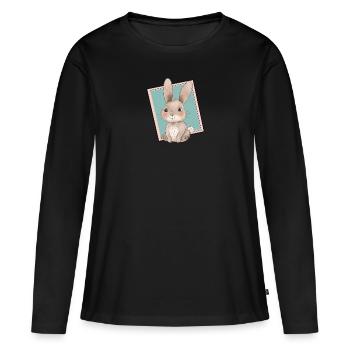 Lapin Lapin à dents de lapin - T-shirt manches longues Premium bio Femme - noir - Devant - Julia (174cm)