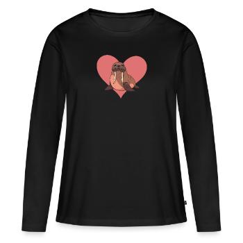 Lion de mer, Morse, Animaux marins - T-shirt manches longues Premium bio Femme - noir - Devant - Julia (174cm)