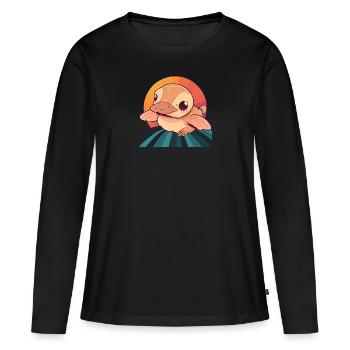 Oiseau à bec - T-shirt manches longues Premium bio Femme - noir - Devant - Julia (174cm)