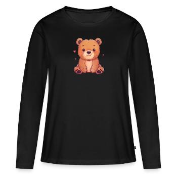 Baer Baeren Teddybär - Frauen Premium Bio Langarmshirt - Schwarz - Vorne - Julia (174cm)