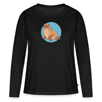 Walross Meeresbewohner Arktis - Frauen Premium Bio Langarmshirt - Schwarz - Vorne - Julia (174cm)